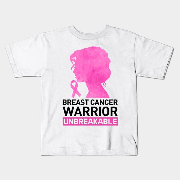 Breast Cancer Awareness Warrior Unbreakable Kids T-Shirt by GreatDesignsShop